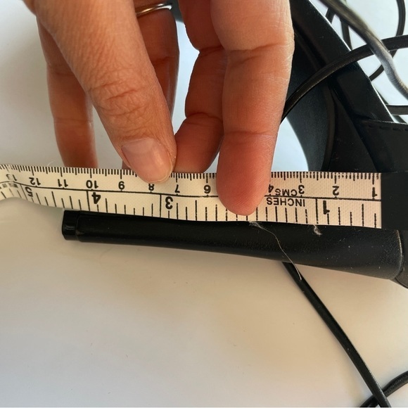 Anne Michelle Black Square Toe Lace Up Heels - Picture 10 of 10